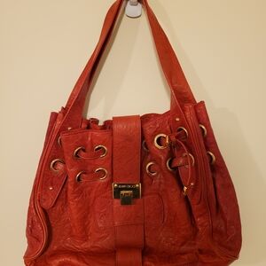 Authentic Women's Red Jimmy Choo Ramona Riki Shoulder Tote Bag